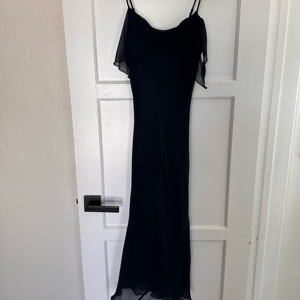 Aritzia Wilfred Navy Ruffle Dress